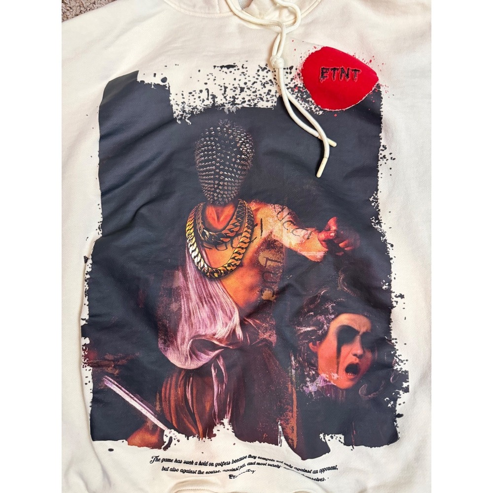 ETNT Eternity Mens Graphic Hoodie Cream Off White Pullover Sweatshirt 3XL - Picture 8 of 10